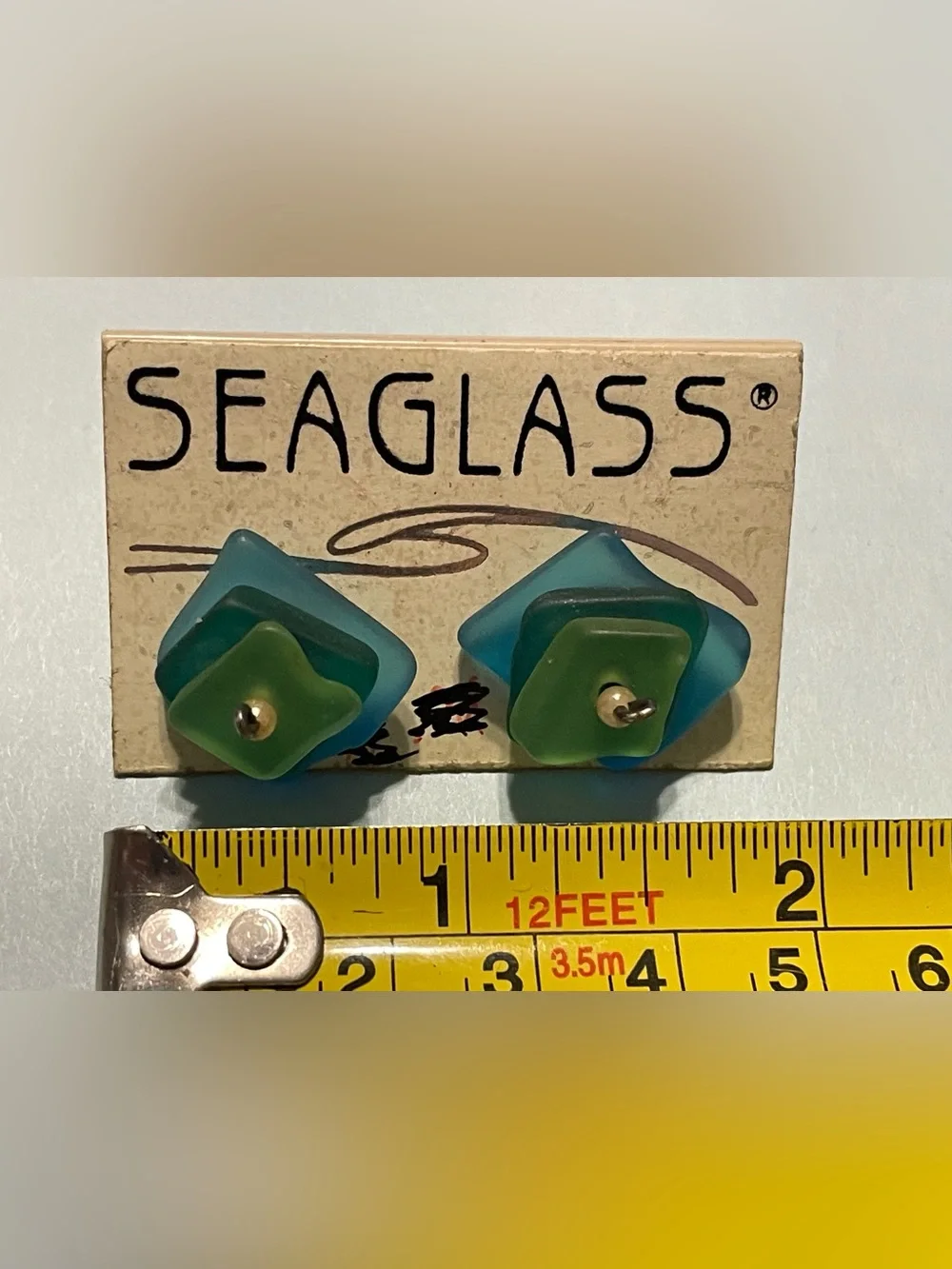 Sterling Silver Sea Glass Pierced Earrings #8236 💎 SALE - Picture 3 of 7